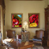 Cabo San Lucas Mexico Inspired Abstract Modern Painting on Canvas titled Alfareria Con Flores Art By Val
