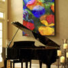Cabo San Lucas Mexico Inspired Abstract Modern Wall Art on Canvas titled El Poder De La Paz Y El Amor Art By Val
