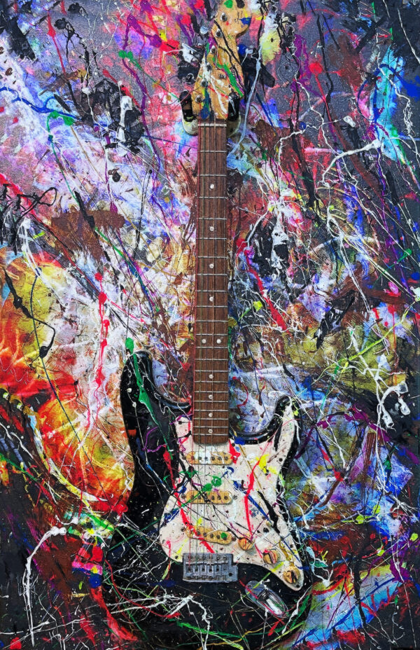 Fender Electric Guitar Modern Wall Art Print On Canvas