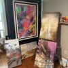 Fine Art By Val Abstract Painting Today In Red with floating frame