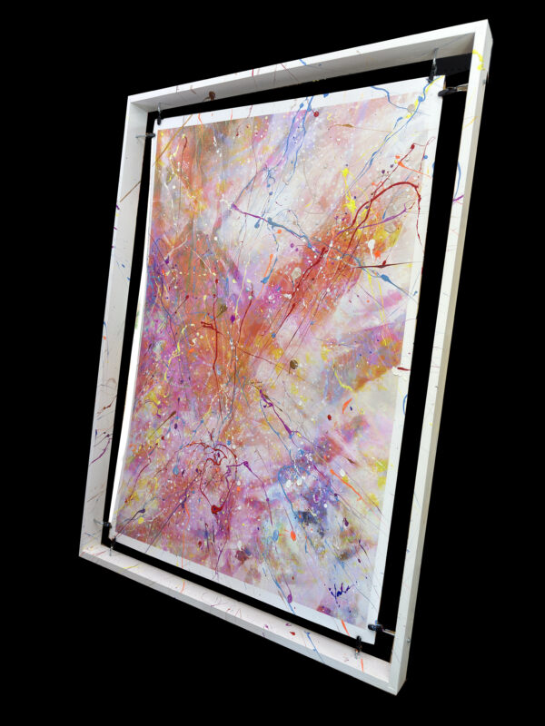 Abstract Modern Wall Art Titled Life Line with Painted Suspended Frame