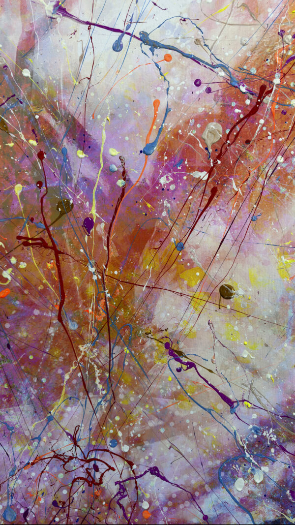 Abstract Modern Wall Art Titled Life Line with Painted Suspended Frame