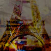 Paris France Eiffel Tower Abstract Painting On Canvas By Artist Michael John Valentine