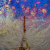 Paris France Eiffel Tower Abstract Painting On Canvas By Artist Michael John Valentine