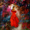 Monet Flower Walkway And The Red Dress