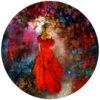 the Monet flower trail lady in the red dress abstract decal
